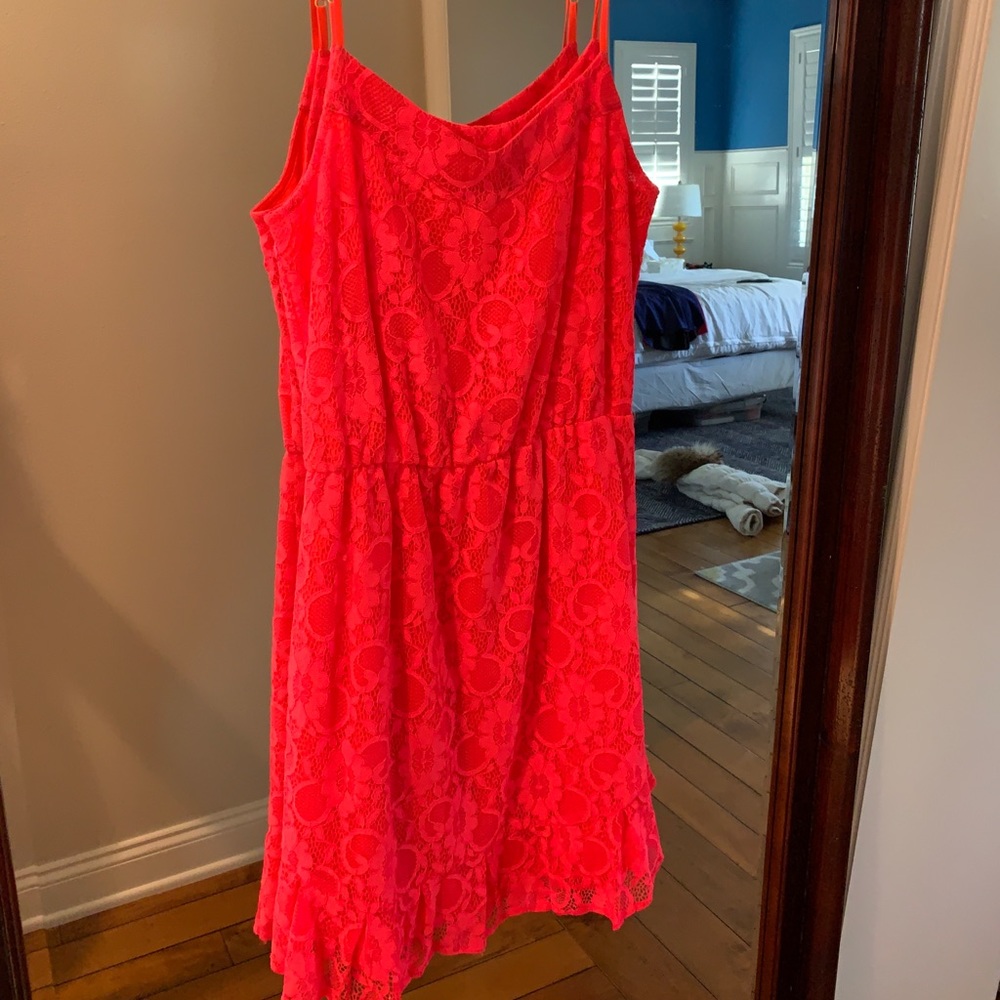 Bright Orange Lace Sundress w/ adjustable straps